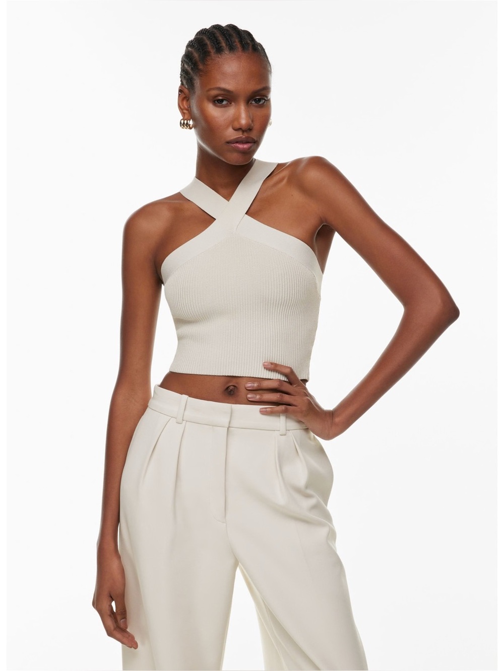 | Aritzia | Babaton Sculpt Knit Criss Cross Crop Tank